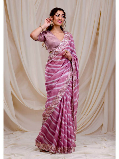 ELEGANT DIGITAL PRINT & EMBROIDERED GEORGETTE SAREE