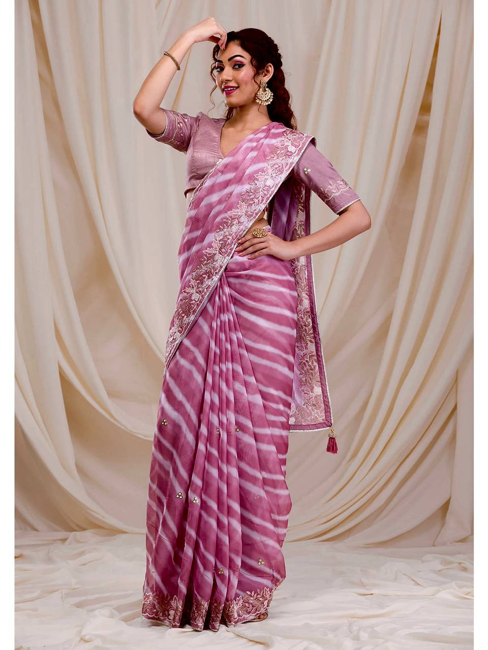 ELEGANT DIGITAL PRINT & EMBROIDERED GEORGETTE SAREE