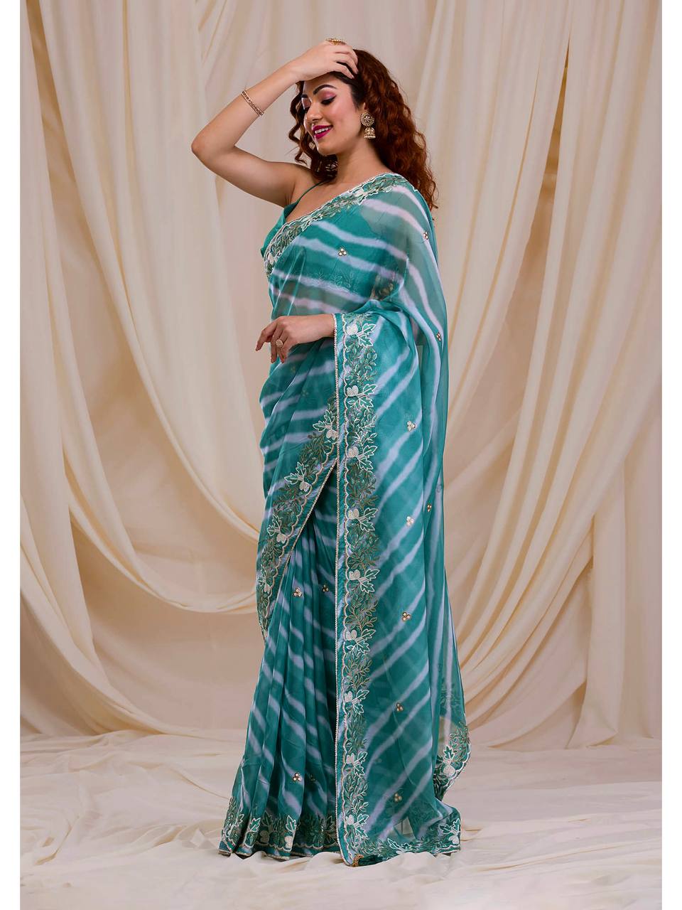 ELEGANT DIGITAL PRINT & EMBROIDERED GEORGETTE SAREE