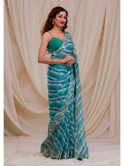 ELEGANT DIGITAL PRINT & EMBROIDERED GEORGETTE SAREE