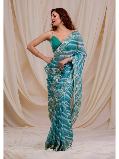 ELEGANT DIGITAL PRINT & EMBROIDERED GEORGETTE SAREE