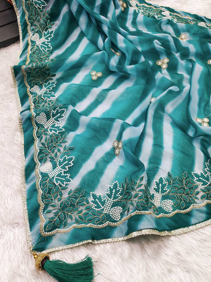 ELEGANT DIGITAL PRINT & EMBROIDERED GEORGETTE SAREE