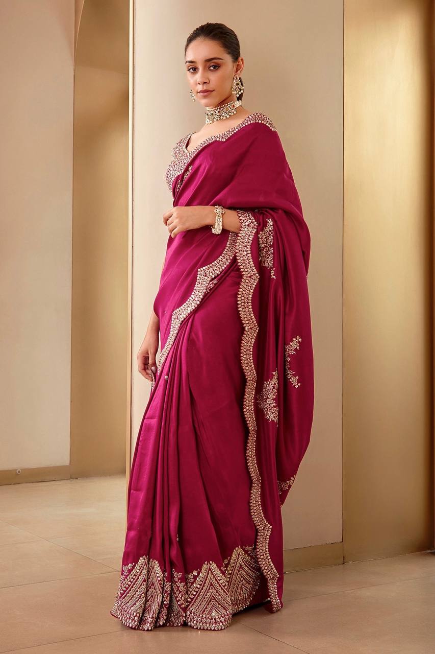 EXQUISITE TWO-TONE VICHITRA SILK DESIGNER SAREE