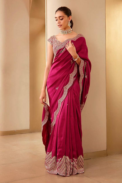 EXQUISITE TWO-TONE VICHITRA SILK DESIGNER SAREE