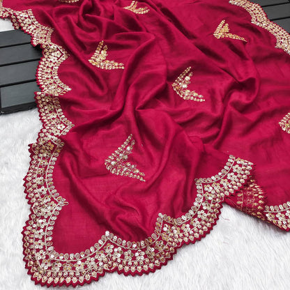 EXQUISITE TWO-TONE VICHITRA SILK DESIGNER SAREE