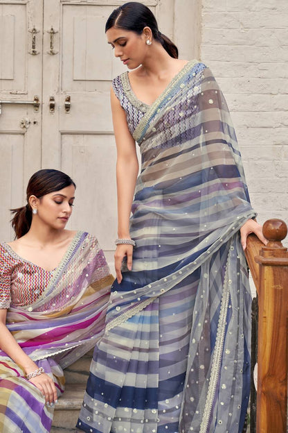 ELEGANT GEORGETTE EMBROIDERED SAREE