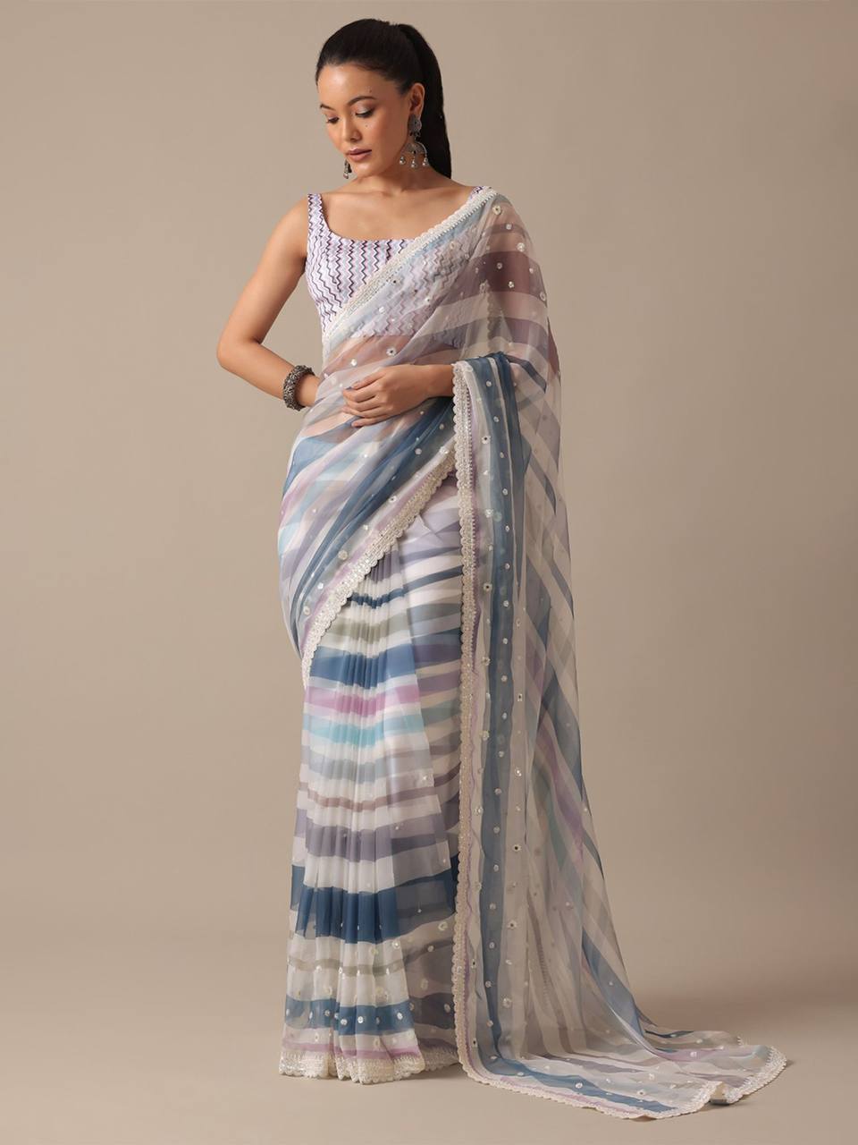 ELEGANT GEORGETTE EMBROIDERED SAREE