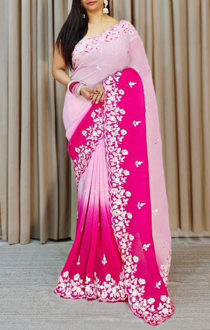 PARTY WEAR SOFT GEORGETTE CRUSH SAREE COLLECTION