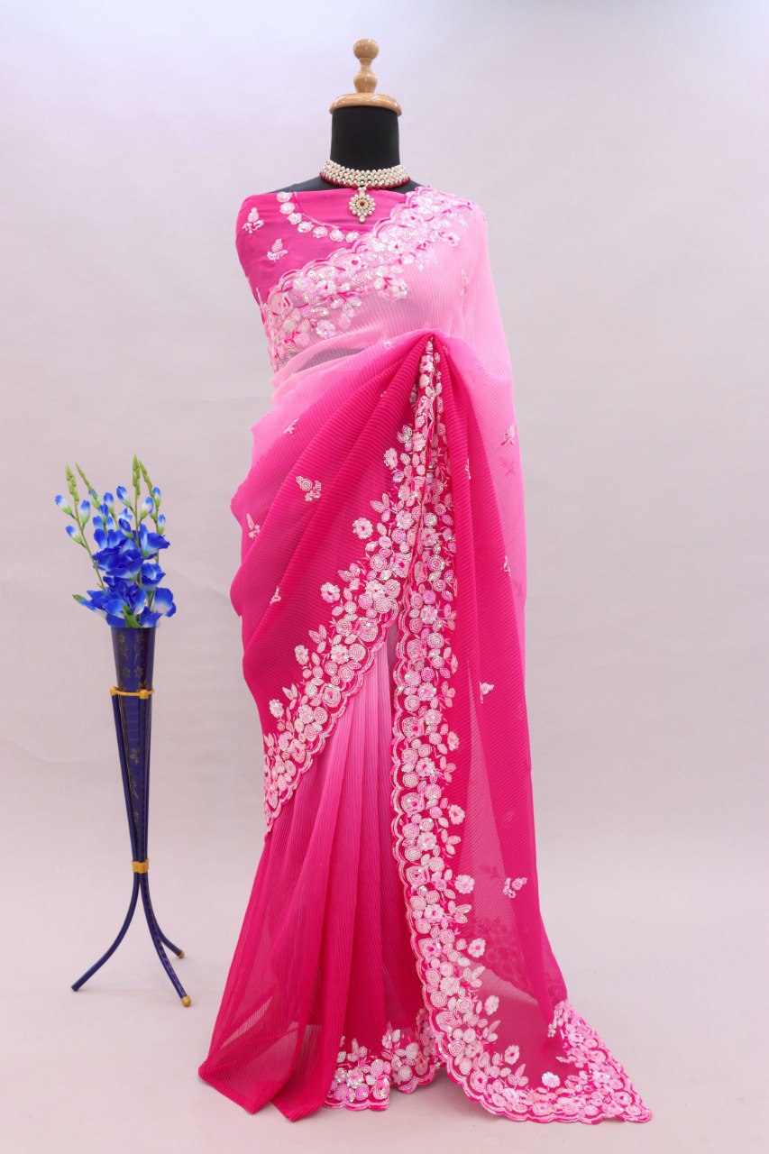 PARTY WEAR SOFT GEORGETTE CRUSH SAREE COLLECTION