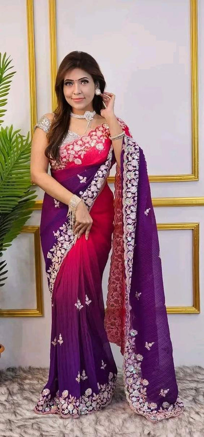 PARTY WEAR SOFT GEORGETTE CRUSH SAREE COLLECTION