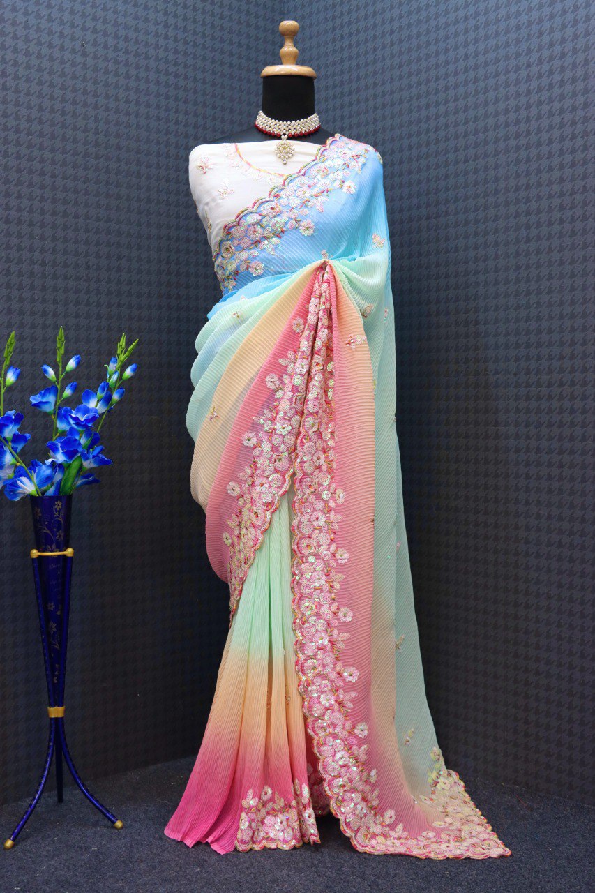 PARTY WEAR SOFT GEORGETTE CRUSH SAREE COLLECTION