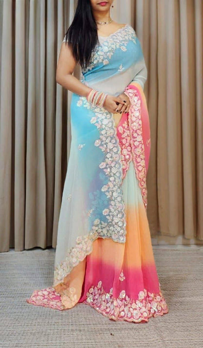 PARTY WEAR SOFT GEORGETTE CRUSH SAREE COLLECTION