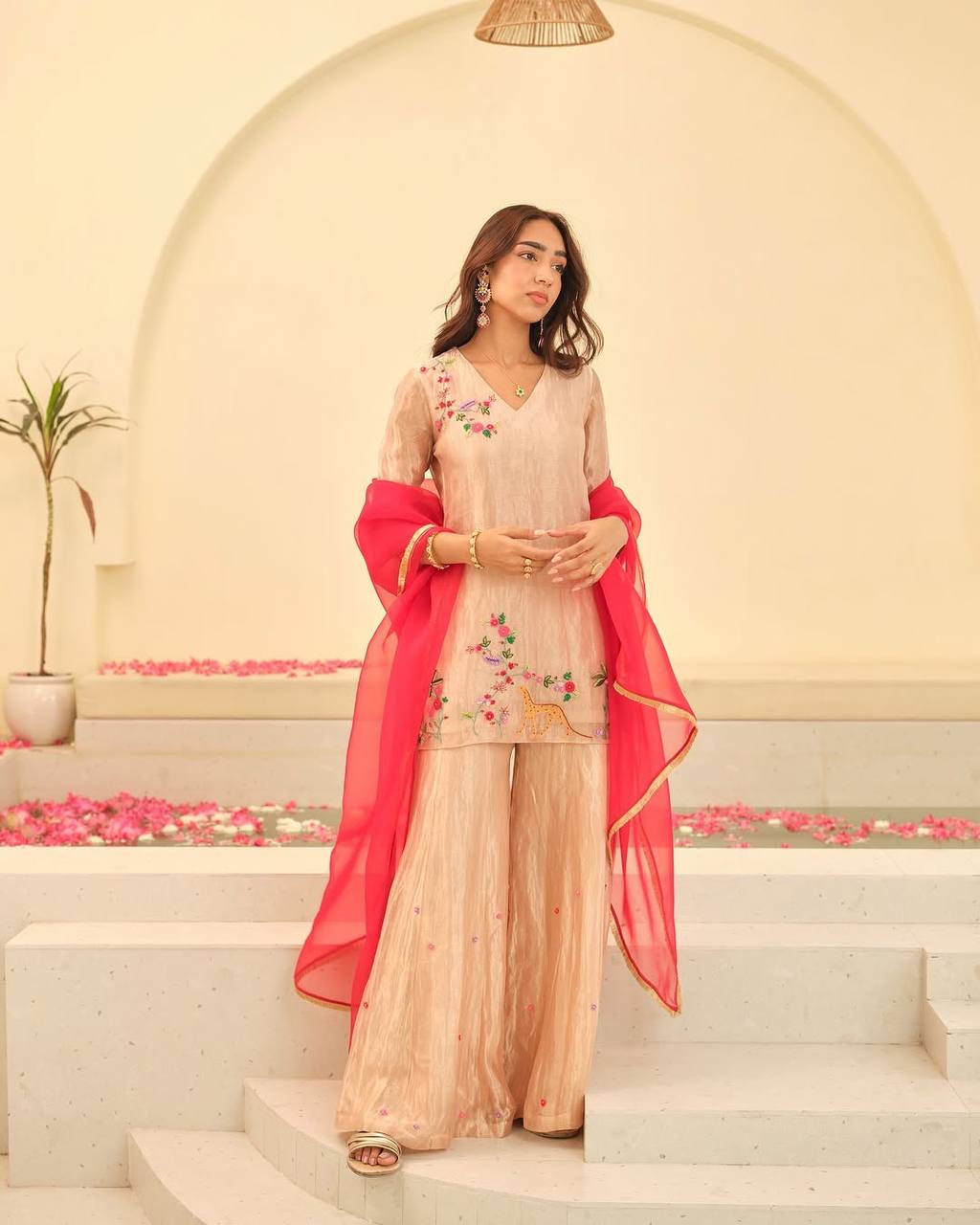 EID SPECIAL DESIGNER TRENDING TOP WITH EMBROIDERY WORK, PLAZO & DUPATTA