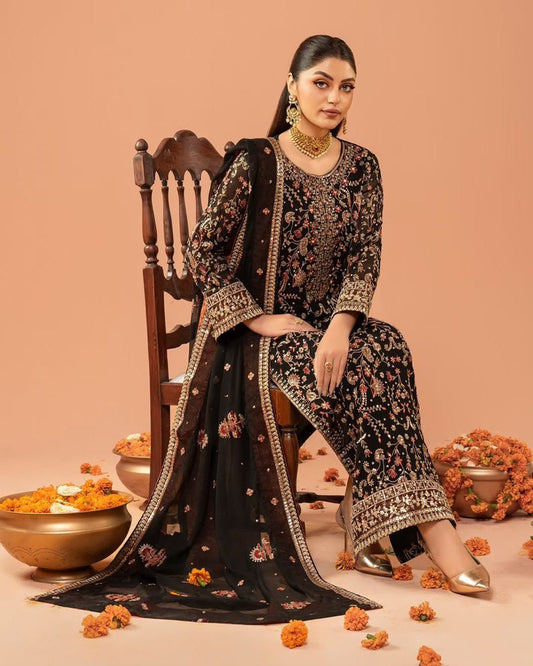EXCLUSIVE REAL DIAMOND WORK DESIGNER SUIT - LUXURY FESTIVE WEAR