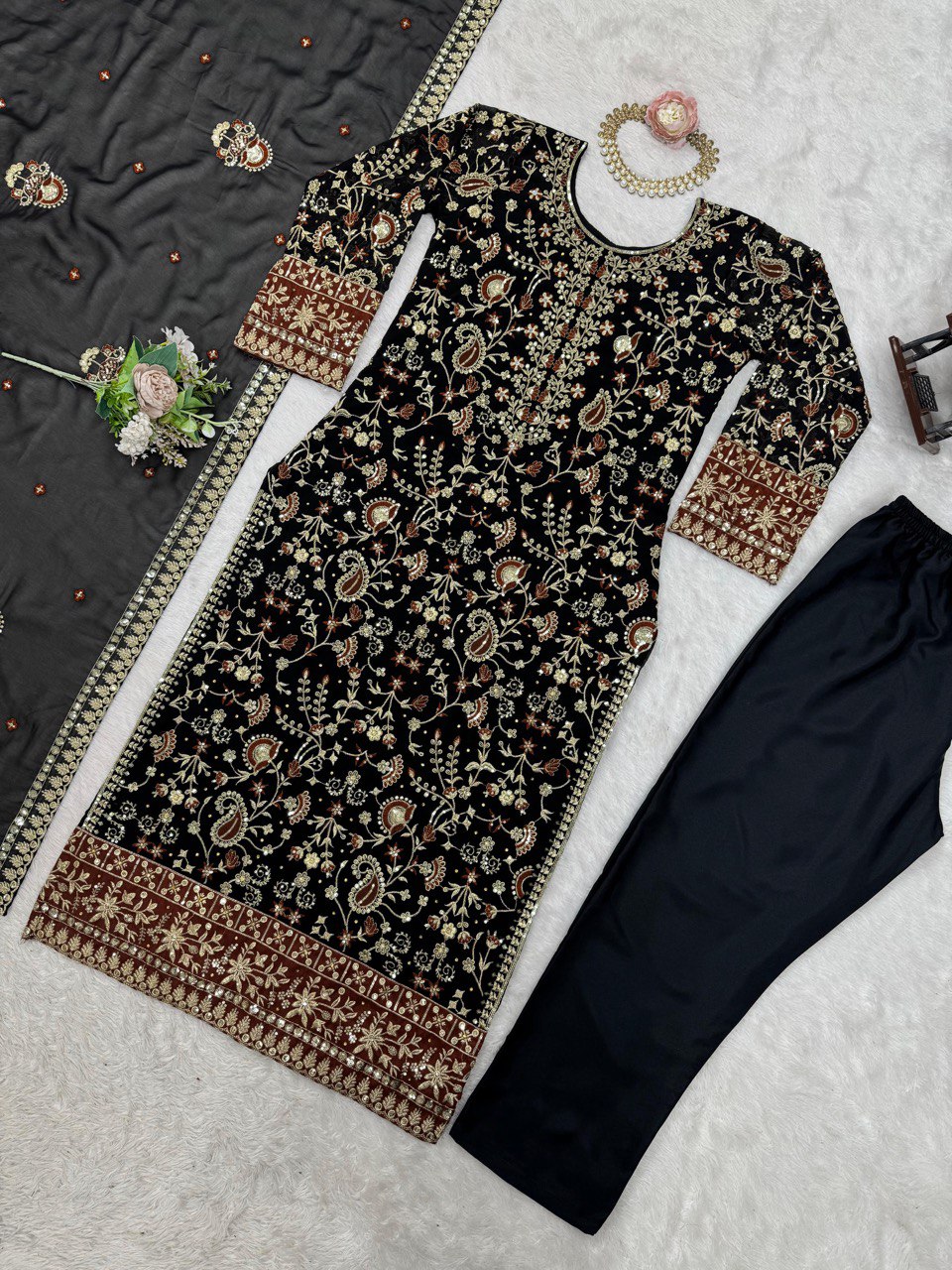 EXCLUSIVE REAL DIAMOND WORK DESIGNER SUIT - LUXURY FESTIVE WEAR