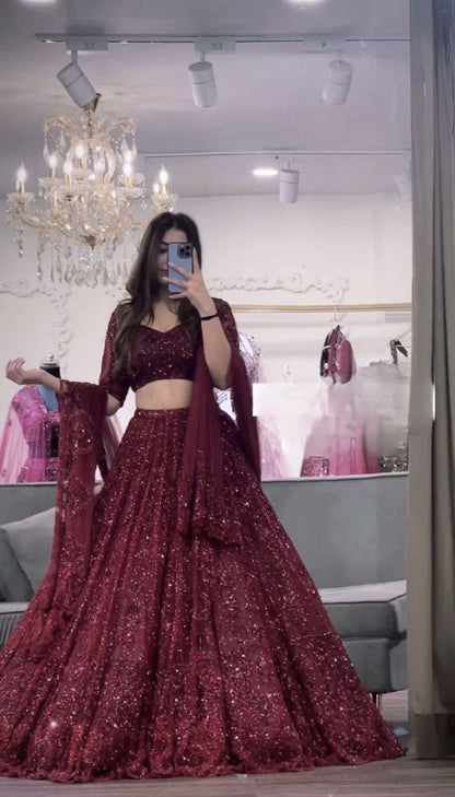 ELEGANT SOFT NET LEHENGA CHOLI SET