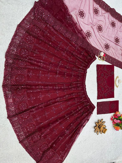 ELEGANT SOFT NET LEHENGA CHOLI SET
