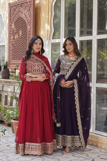 LUXURIOUS DESIGNER GOWN WITH EMBROIDERED DUPATTA