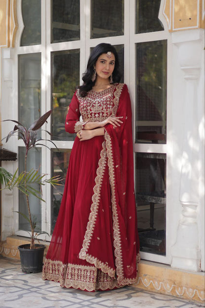 LUXURIOUS DESIGNER GOWN WITH EMBROIDERED DUPATTA