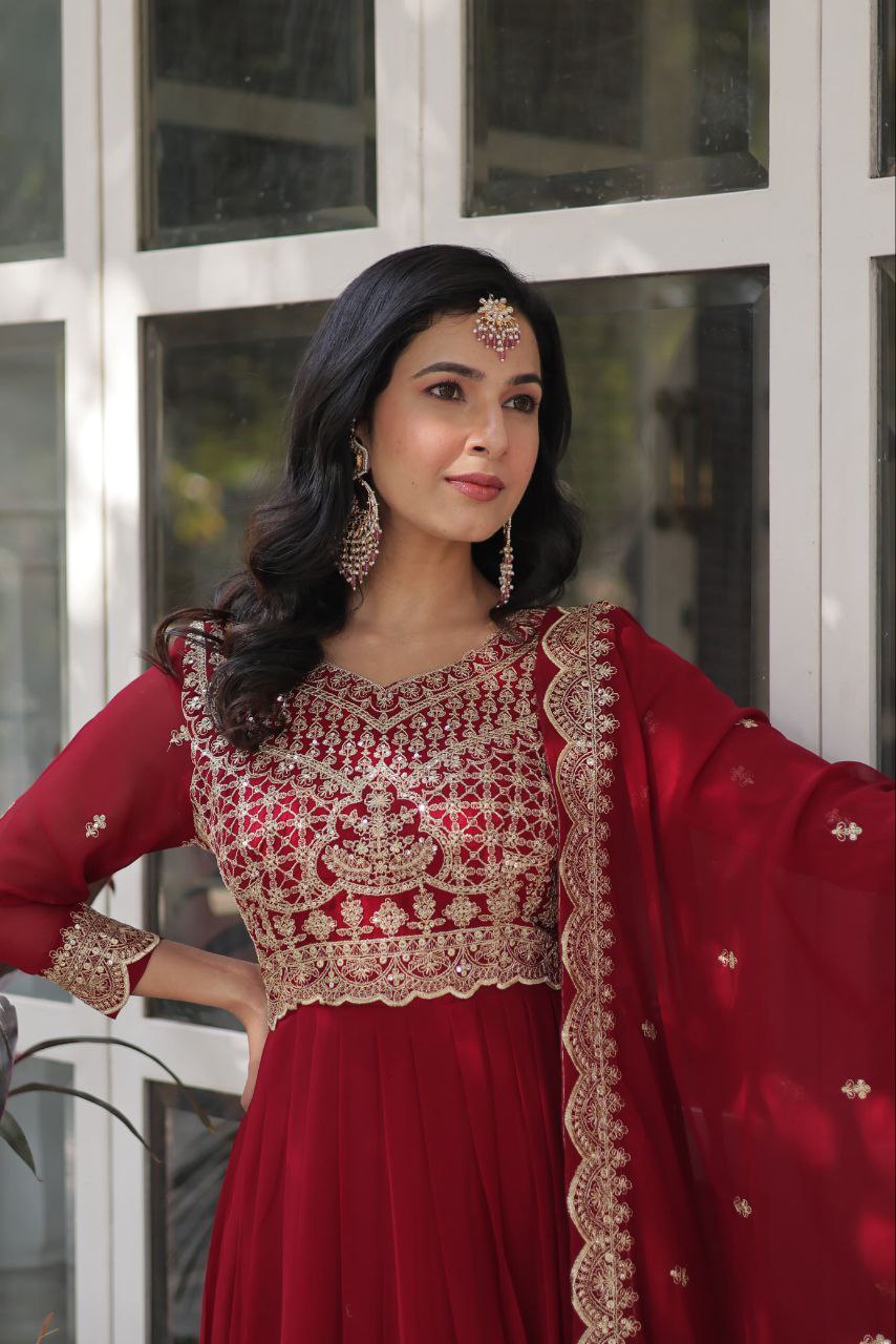 LUXURIOUS DESIGNER GOWN WITH EMBROIDERED DUPATTA