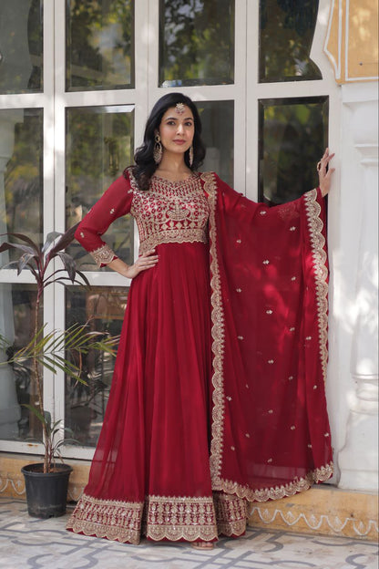 LUXURIOUS DESIGNER GOWN WITH EMBROIDERED DUPATTA