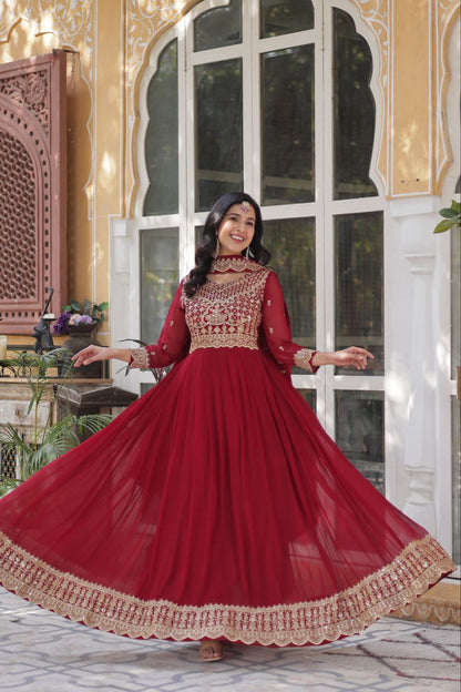 LUXURIOUS DESIGNER GOWN WITH EMBROIDERED DUPATTA