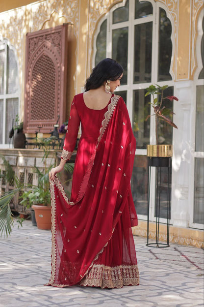 LUXURIOUS DESIGNER GOWN WITH EMBROIDERED DUPATTA