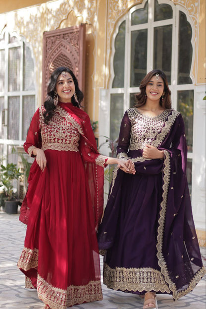 LUXURIOUS DESIGNER GOWN WITH EMBROIDERED DUPATTA