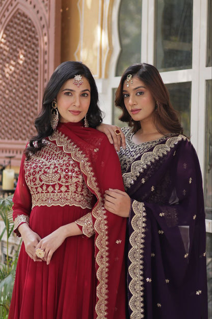 LUXURIOUS DESIGNER GOWN WITH EMBROIDERED DUPATTA