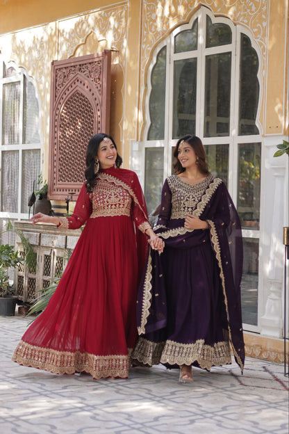 LUXURIOUS DESIGNER GOWN WITH EMBROIDERED DUPATTA