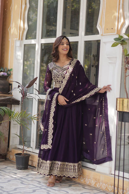 LUXURIOUS DESIGNER GOWN WITH EMBROIDERED DUPATTA