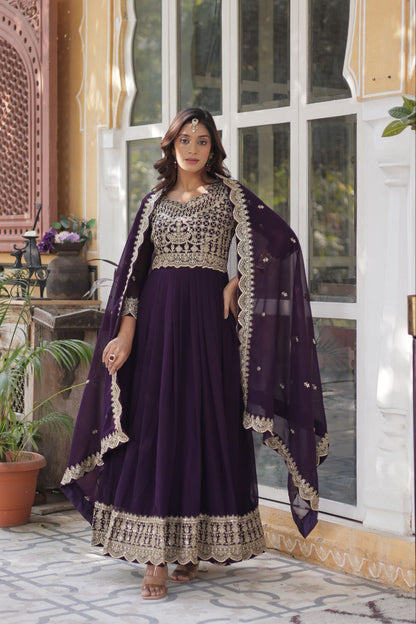 LUXURIOUS DESIGNER GOWN WITH EMBROIDERED DUPATTA