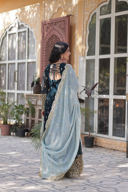 EXQUISITE DESIGNER GOWN WITH CUTWORK DUPATTA