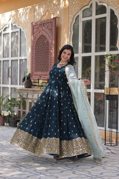 EXQUISITE DESIGNER GOWN WITH CUTWORK DUPATTA