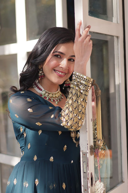 EXQUISITE DESIGNER GOWN WITH CUTWORK DUPATTA