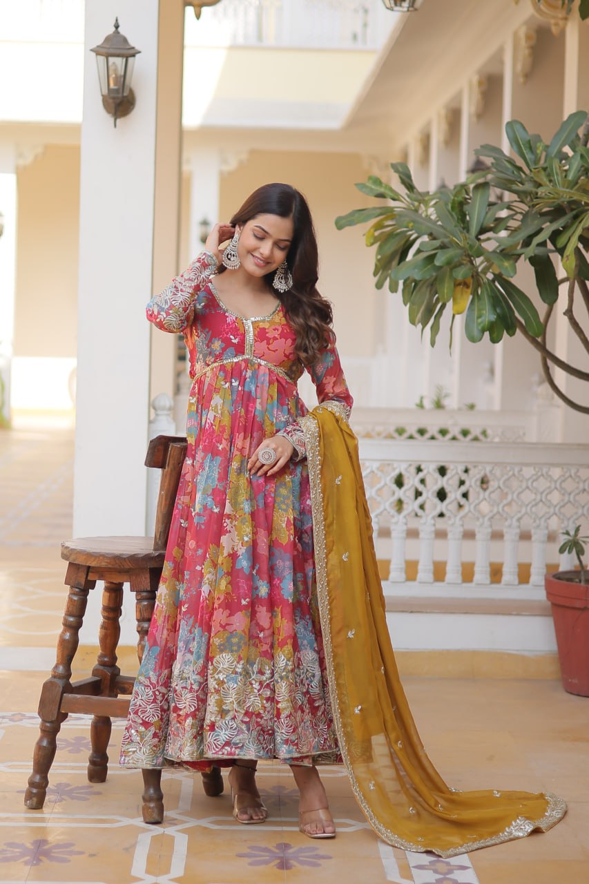 PREMIUM READYMADE ALIA CUT GOWN WITH DUPATTA SET