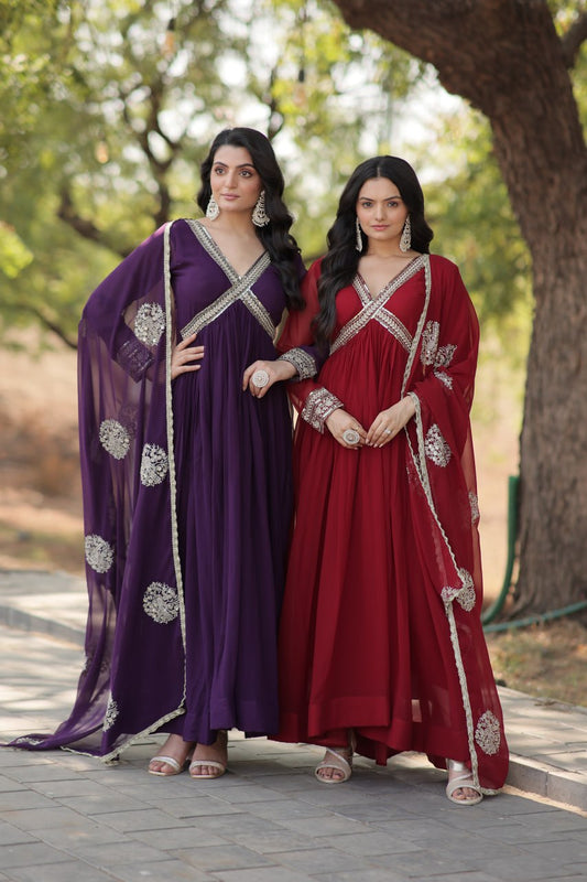 PREMIUM READYMADE ALIA CUT GOWN WITH DUPATTA SET