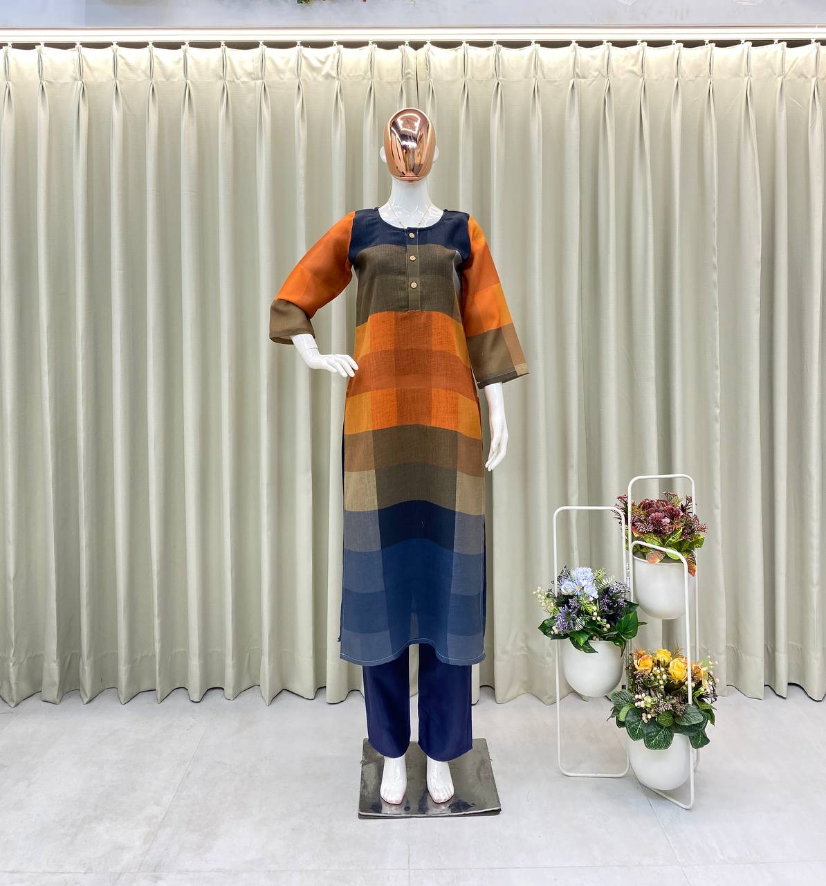 TRENDING SUMMER SPECIAL LINEN KURTI WITH COMFY PANTS