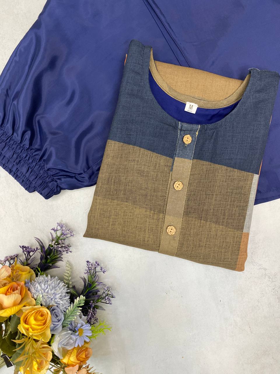 TRENDING SUMMER SPECIAL LINEN KURTI WITH COMFY PANTS