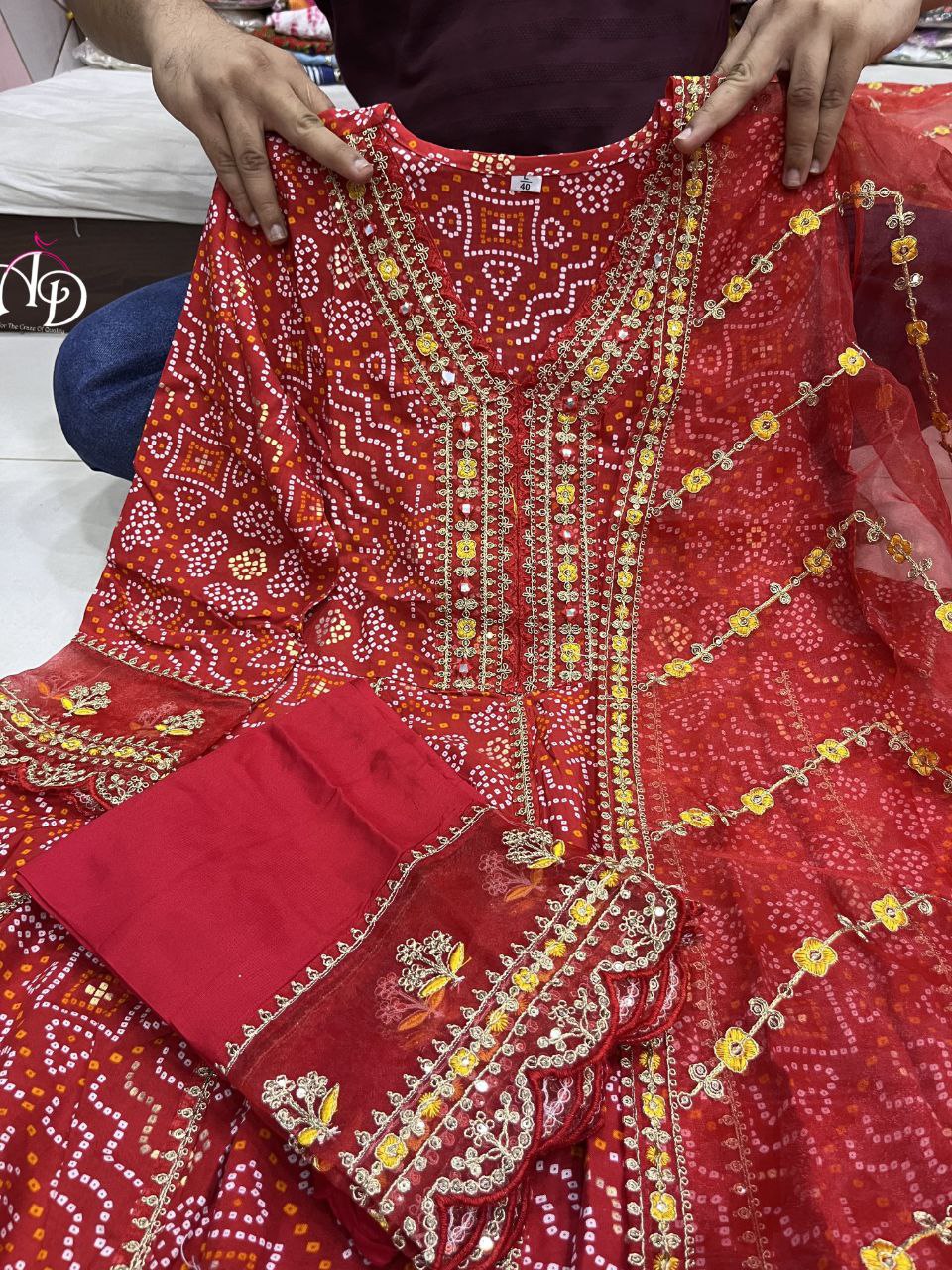 MEERA RED & MAROON VOLUPTUOUS ANARKALI SUIT SET