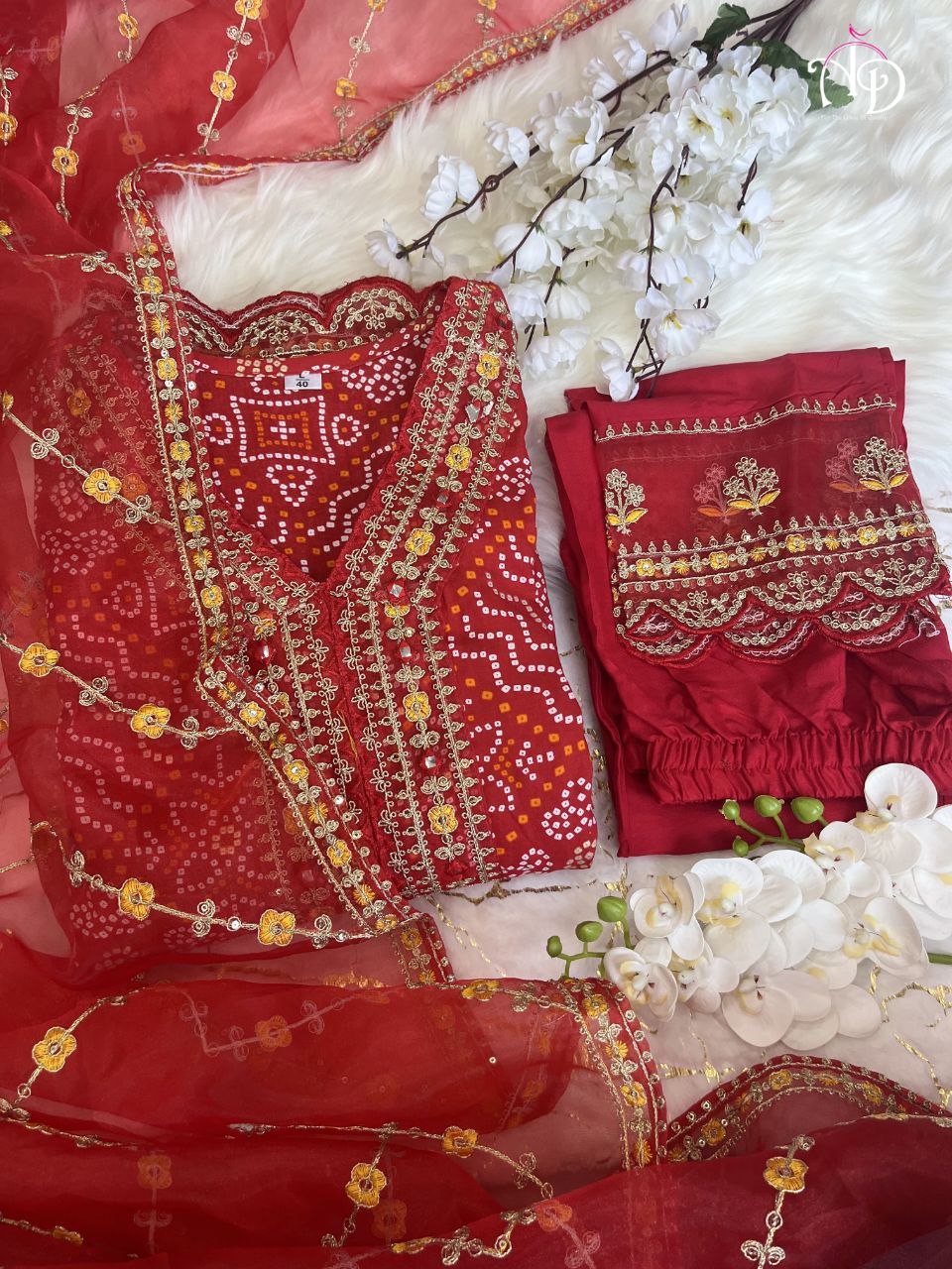 MEERA RED & MAROON VOLUPTUOUS ANARKALI SUIT SET