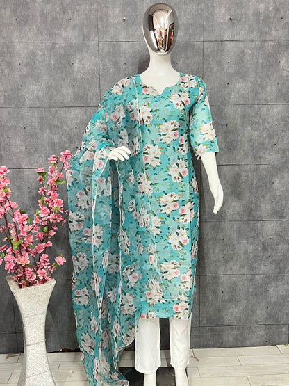 LUXURIOUS CHANDERI COTTON KURTA SUIT SET