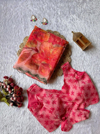 EXCLUSIVE LAUNCH – PREMIUM DIGITAL HANDWORK ORGANZA SAREE