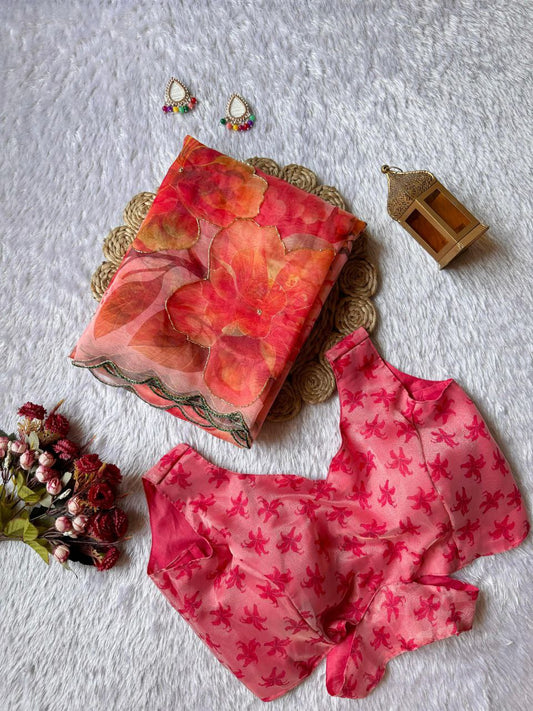EXCLUSIVE LAUNCH – PREMIUM DIGITAL HANDWORK ORGANZA SAREE