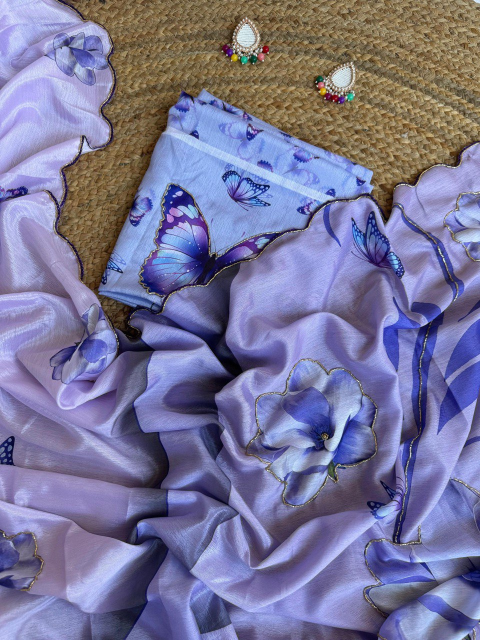 ELEGANCE REDEFINED – PREMIUM CHINON SILK DESIGNER SAREE