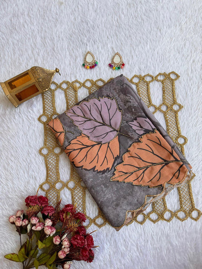 EXQUISITE CHINON SILK DIGITAL PRINT SAREE