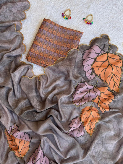 EXQUISITE CHINON SILK DIGITAL PRINT SAREE
