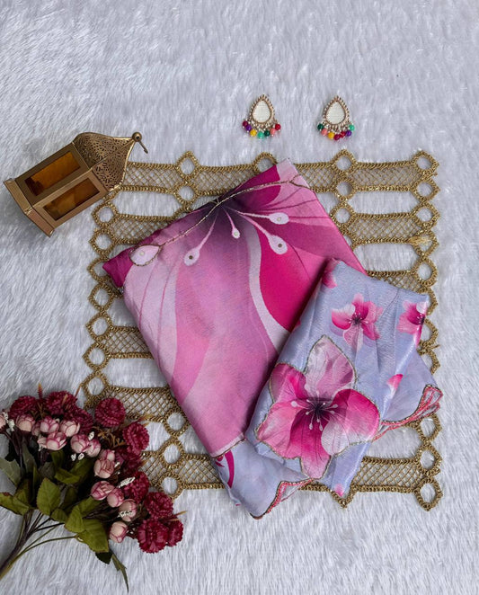 ELEGANT CHINON SILK DIGITAL PRINT SAREE