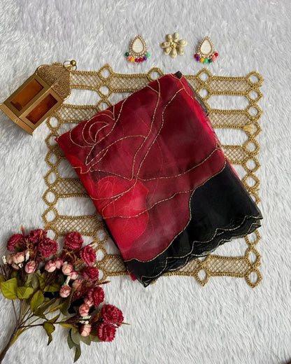 ELEGANT SOFT ORGANZA DIGITAL PRINT SAREE