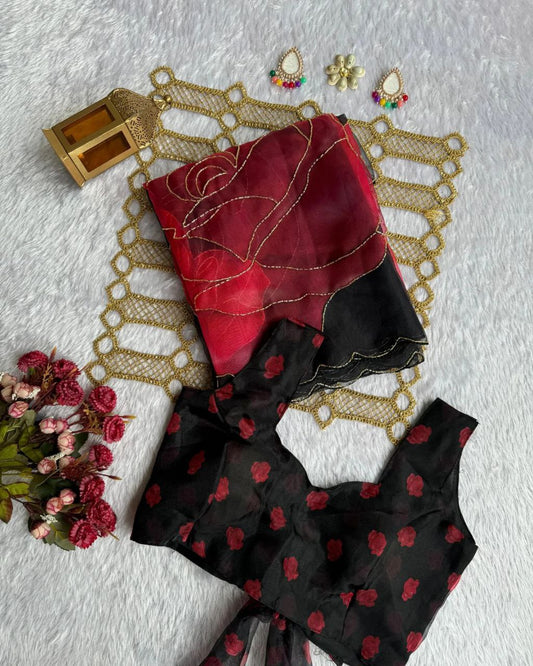 ELEGANT SOFT ORGANZA DIGITAL PRINT SAREE
